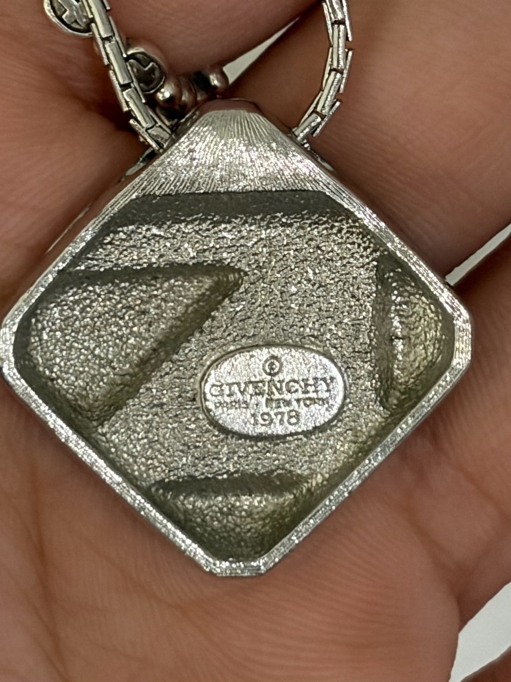 Givenchy Textured Silver-Tone Geometric Pendant Necklace
